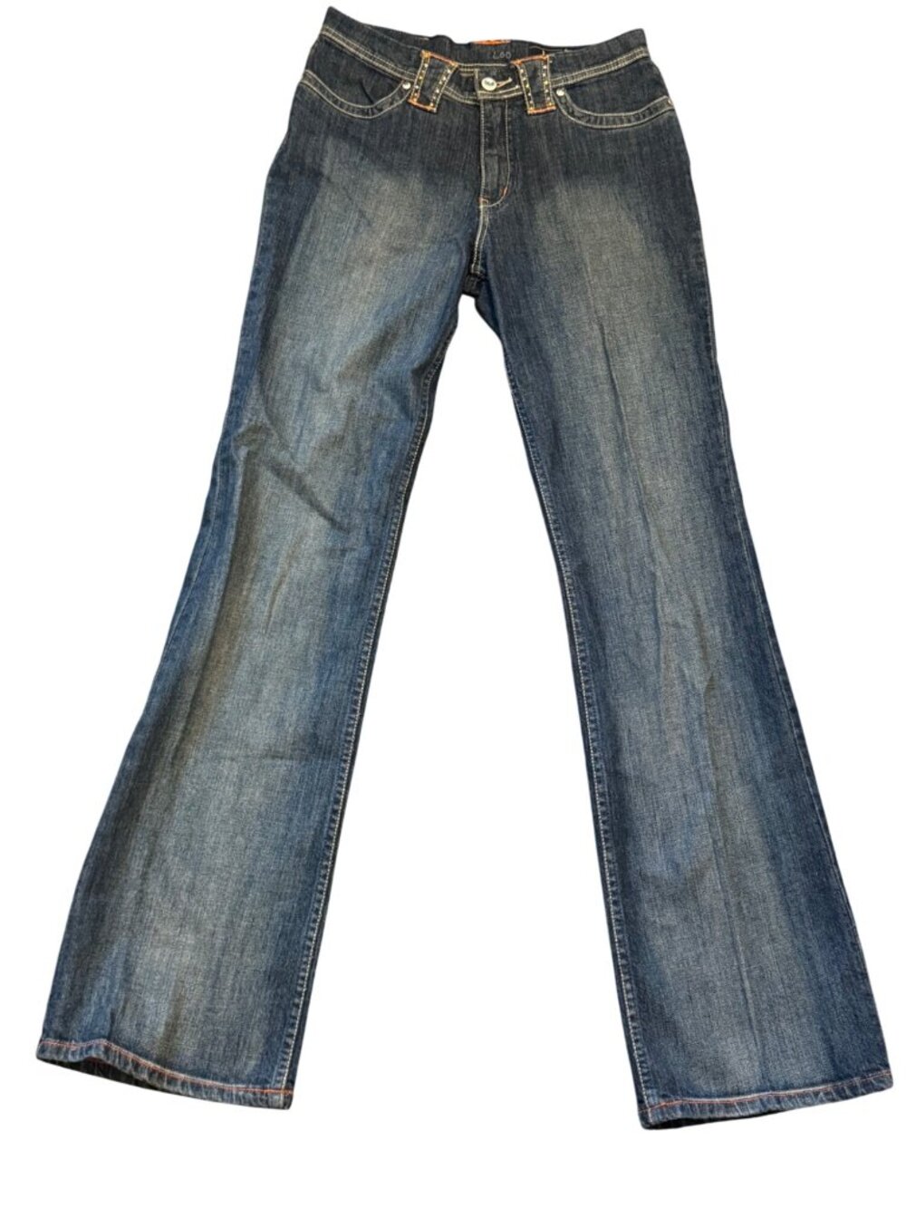 Lawman Western Bootcut Jeans Womens 3 Embellished Pockets Denim Blue - Picture 2 of 8